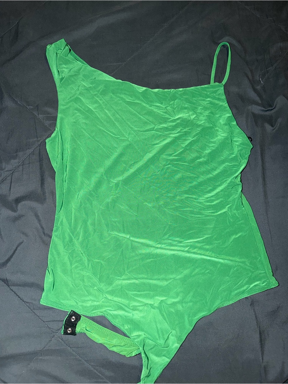 Asymmetric One-Shoulder Green Bodysuit